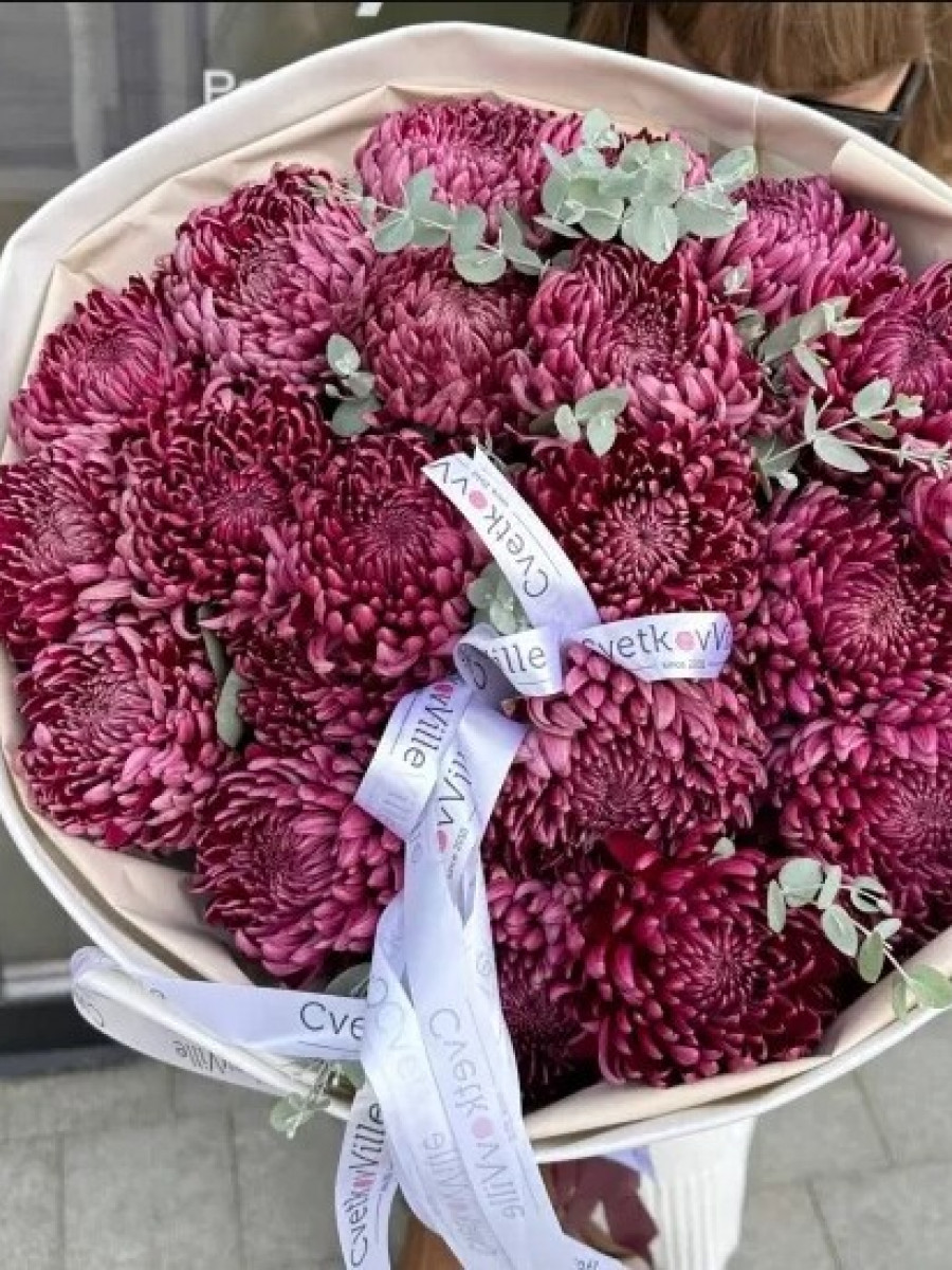 Букет из хризантем сорта Бигуди(Bigoudi) "Кудрявые мечты"