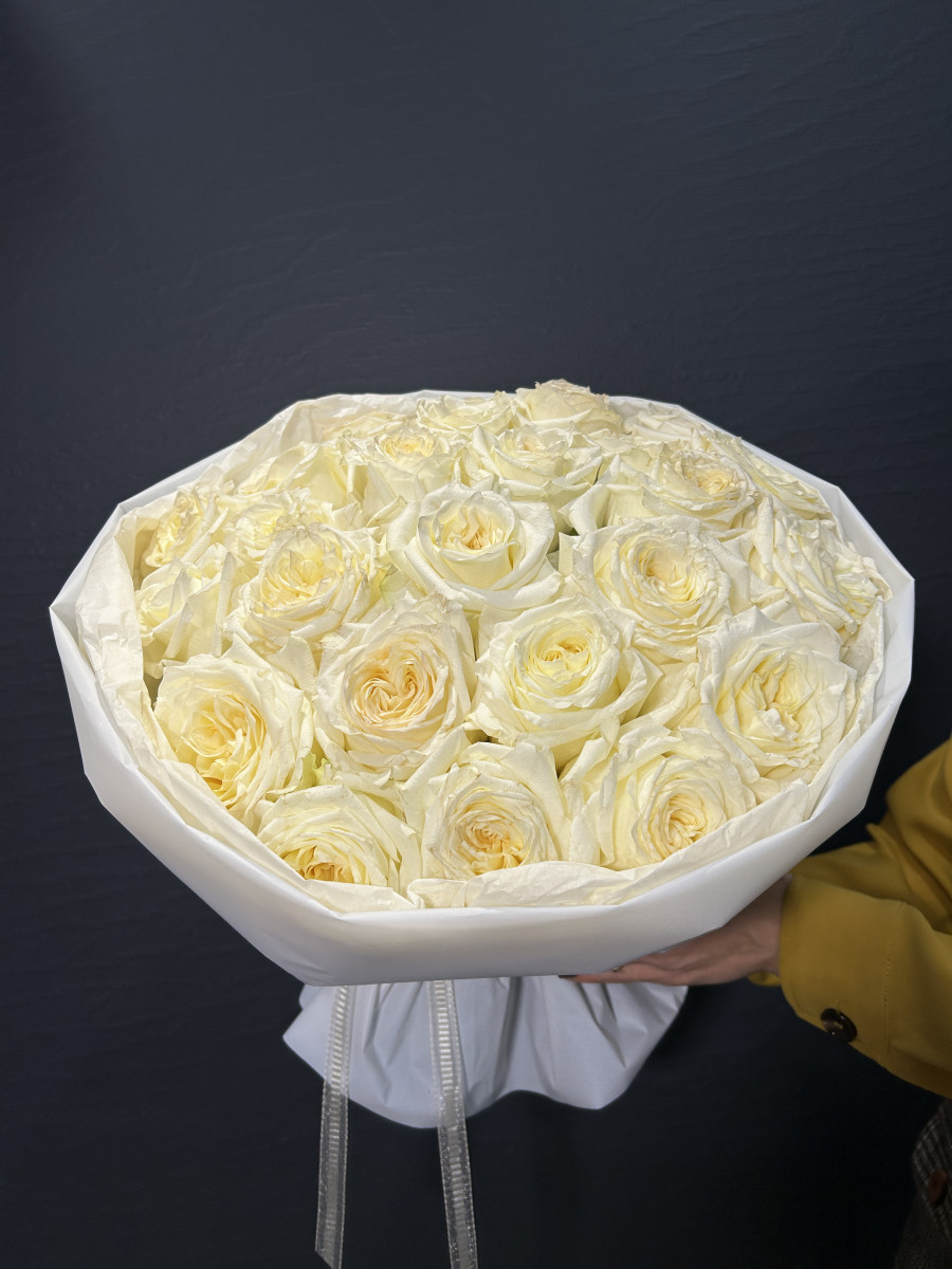 Букет из роз сорта Кэндллайт(Candlelight) "Ванильный пломбир"