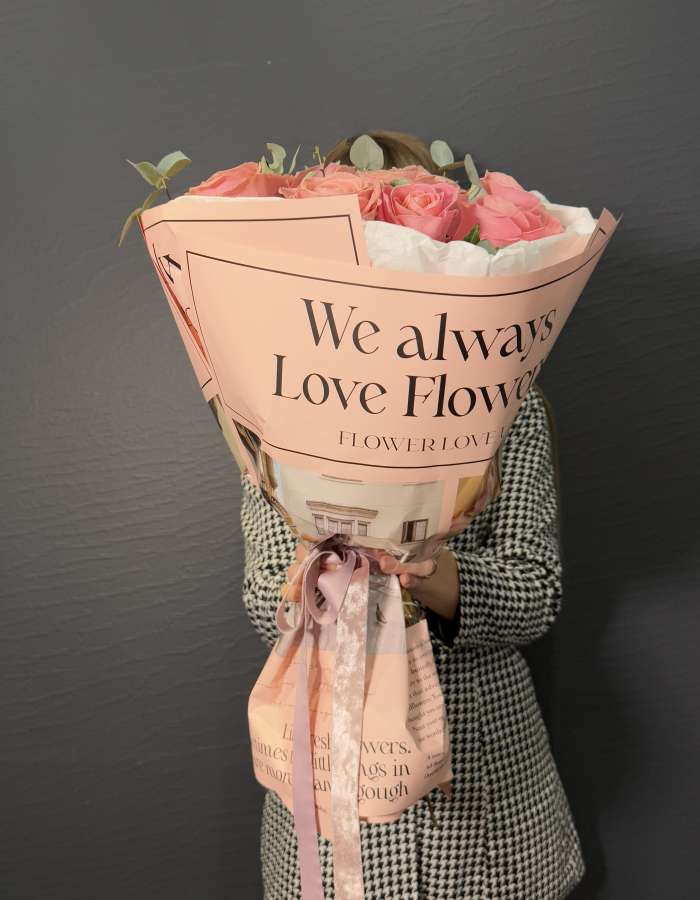 Букет из роз сорта Хермоса(Hermosa) "Розовое счастье"