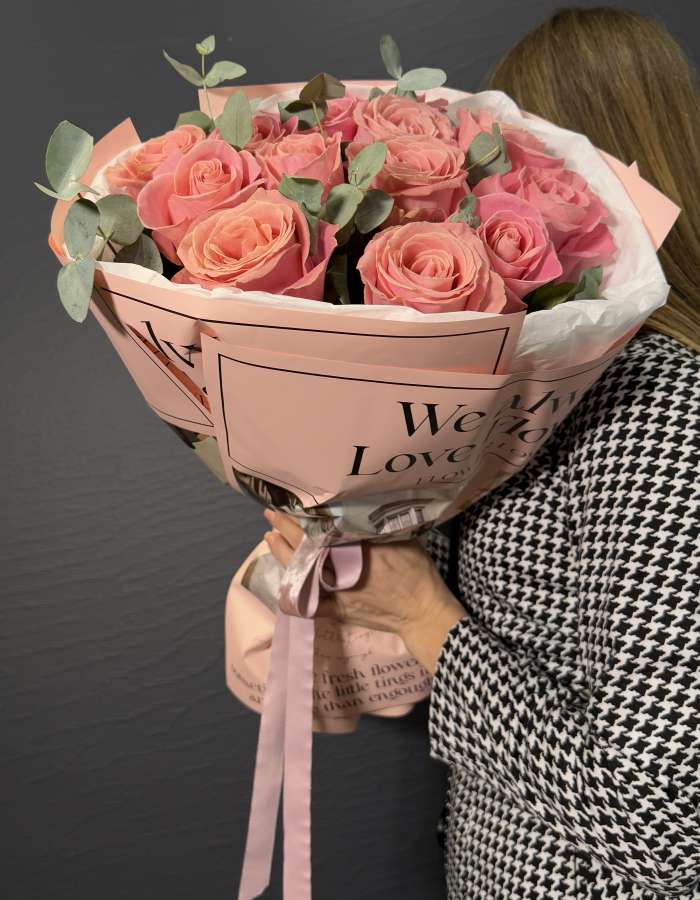 Букет из роз сорта Хермоса(Hermosa) "Розовое счастье"