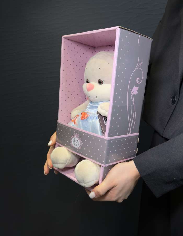 Мягкая Игрушка Jack&Lin, Зайка Лин В Голубом Платье С Бабочками И Бусинками, 25 см, В Коробке