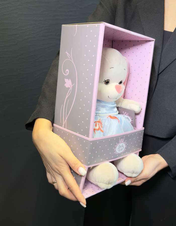 Мягкая Игрушка Jack&Lin, Зайка Лин В Голубом Платье С Бабочками И Бусинками, 25 см, В Коробке