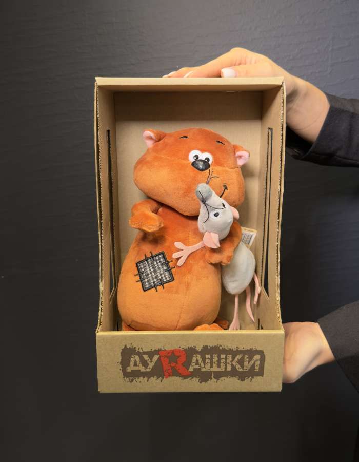 Мягкая Игрушка ДуRашки, Котэ и Мышка, 25 см, в Коробке