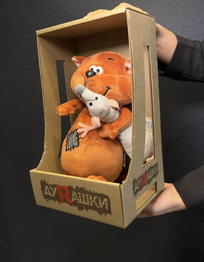 Мягкая Игрушка ДуRашки, Котэ и Мышка, 25 см, в Коробке