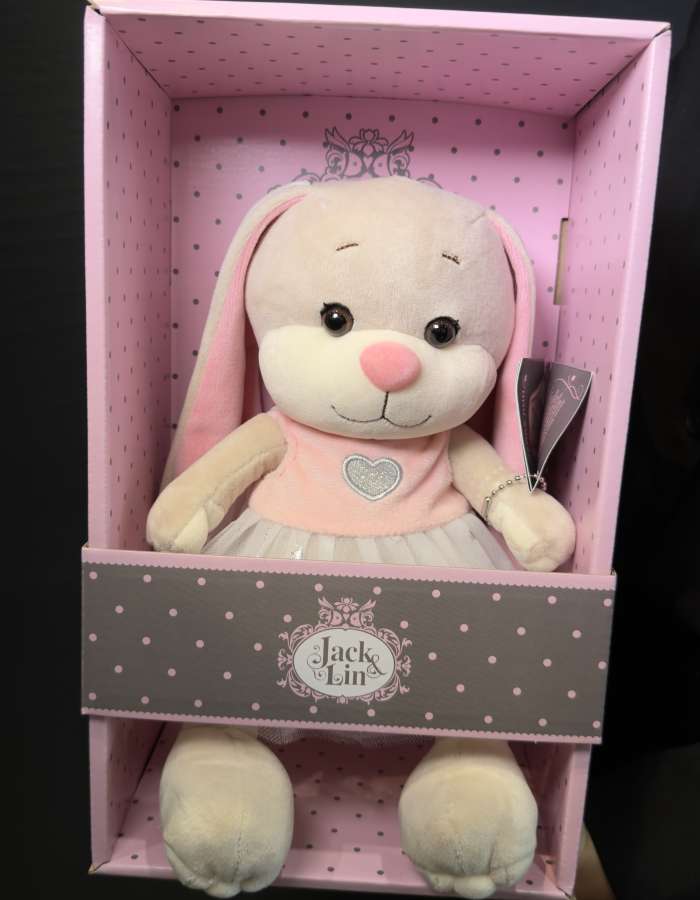 Мягкая Игрушка Jack&Lin, Зайка Лин в Платье с Сердечком, 20 см, в Коробке
