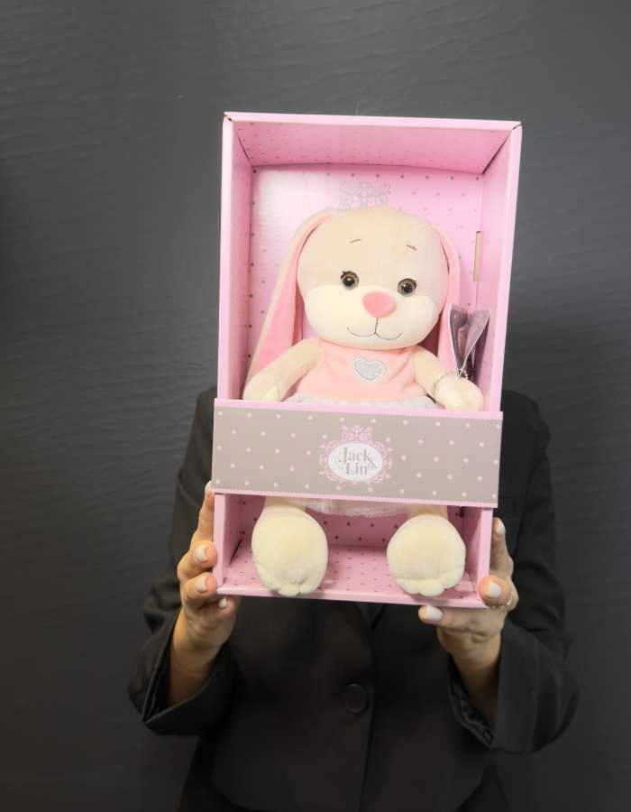 Мягкая Игрушка Jack&Lin, Зайка Лин в Платье с Сердечком, 20 см, в Коробке