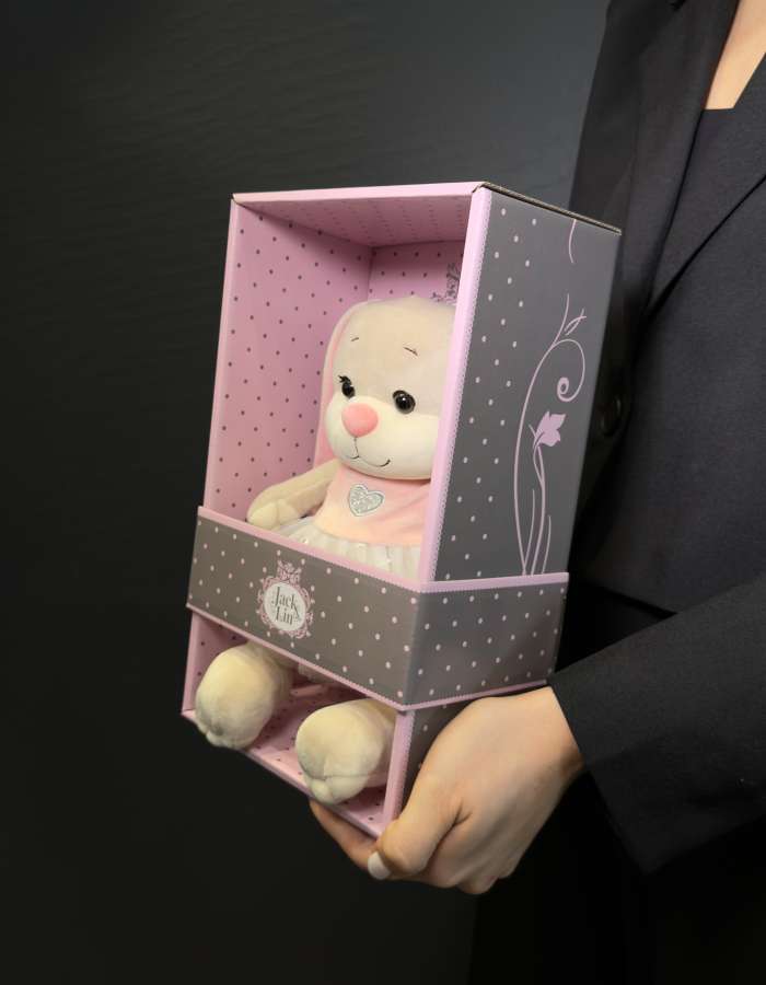 Мягкая Игрушка Jack&Lin, Зайка Лин в Платье с Сердечком, 20 см, в Коробке