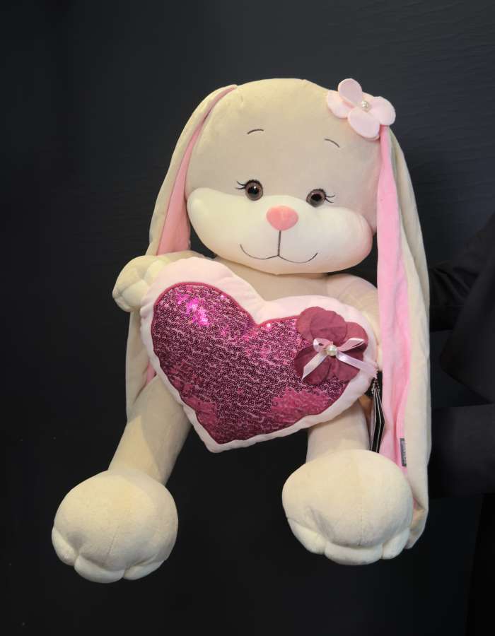 Мягкая Игрушка Jack&Lin, Зайка с Розовым Сердцем, 50 см