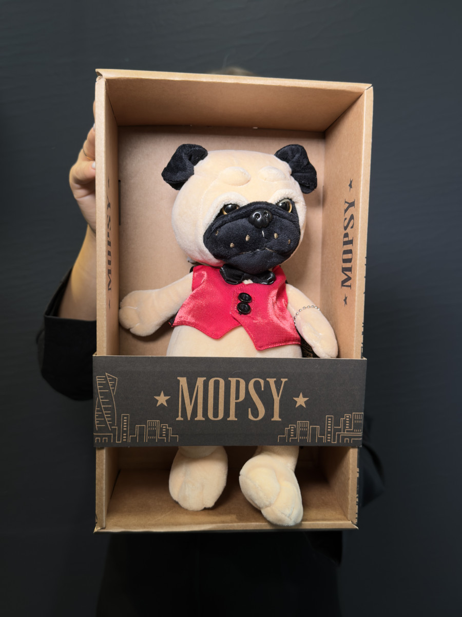 Мягкая Игрушка Mopsy, Мопс Мопси в Жилетке с Бабочкой, 20 см, в Коробке