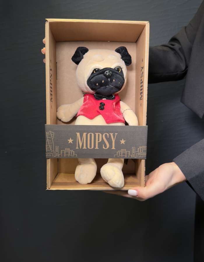 Мягкая Игрушка Mopsy, Мопс Мопси в Жилетке с Бабочкой, 20 см, в Коробке