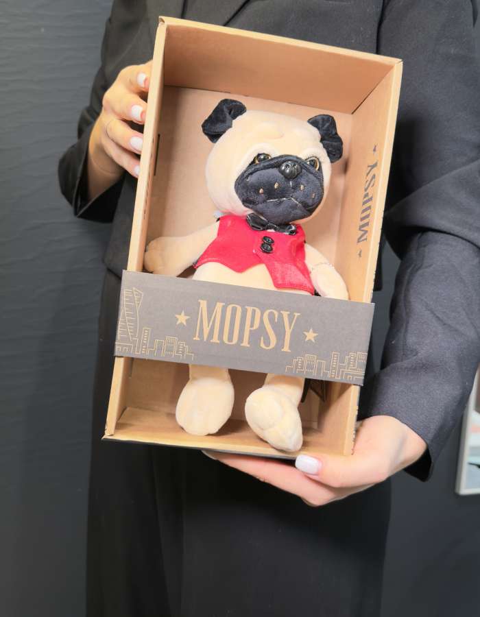 Мягкая Игрушка Mopsy, Мопс Мопси в Жилетке с Бабочкой, 20 см, в Коробке