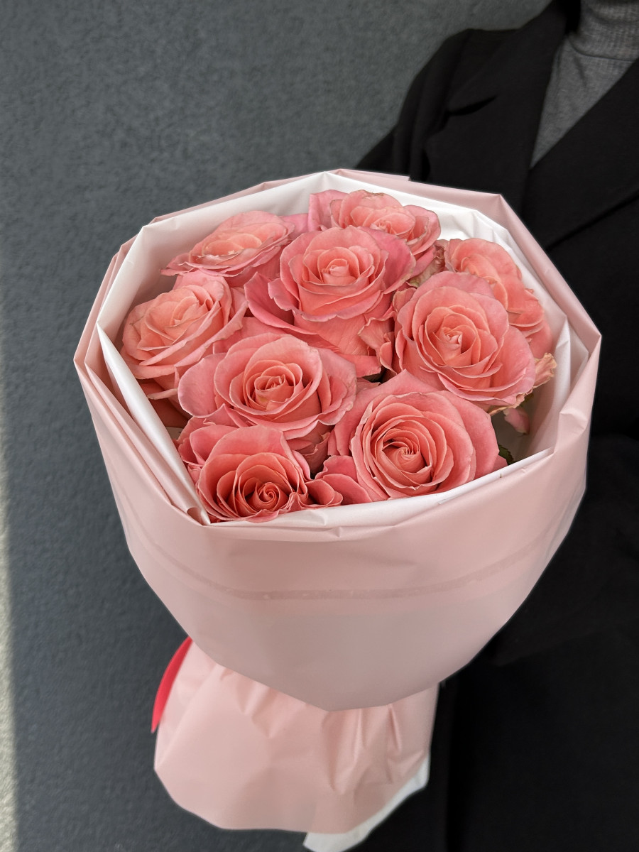 Букет из роз сорта Хермоза (Hermosa) "Пудровые мечты"