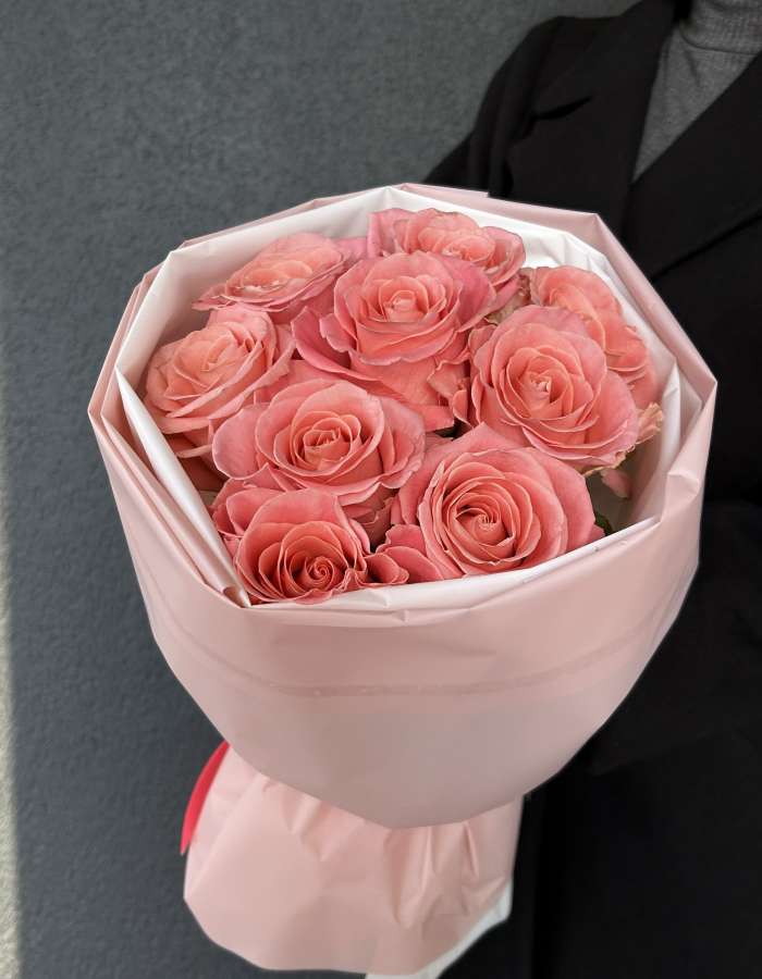 Букет из роз сорта Хермоза (Hermosa) "Пудровые мечты"