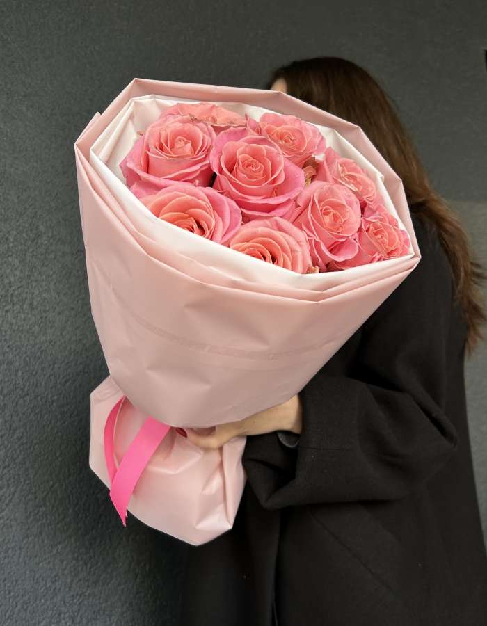 Букет из роз сорта Хермоза (Hermosa) "Пудровые мечты"