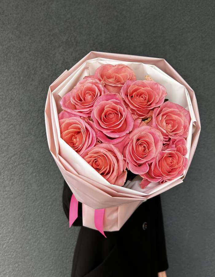 Букет из роз сорта Хермоза (Hermosa) "Пудровые мечты"