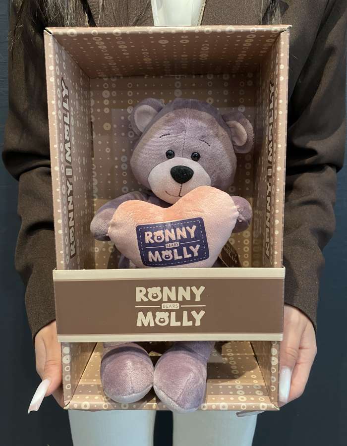 Мягкая Игрушка Ronny&Molly, Мишка Ронни с Сердечком, 21 см, в Коробке