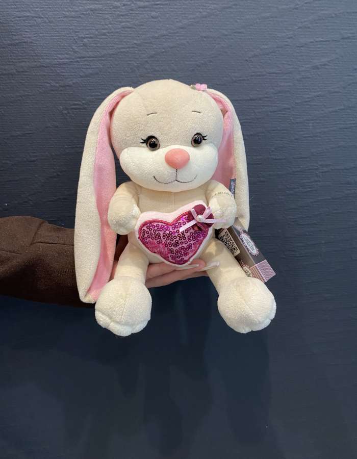 Мягкая Игрушка Jack&Lin, Зайка с Розовым Сердцем, 20 см