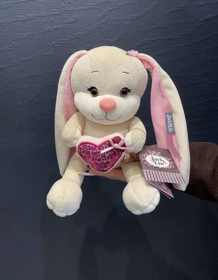 Мягкая Игрушка Jack&Lin, Зайка с Розовым Сердцем, 20 см