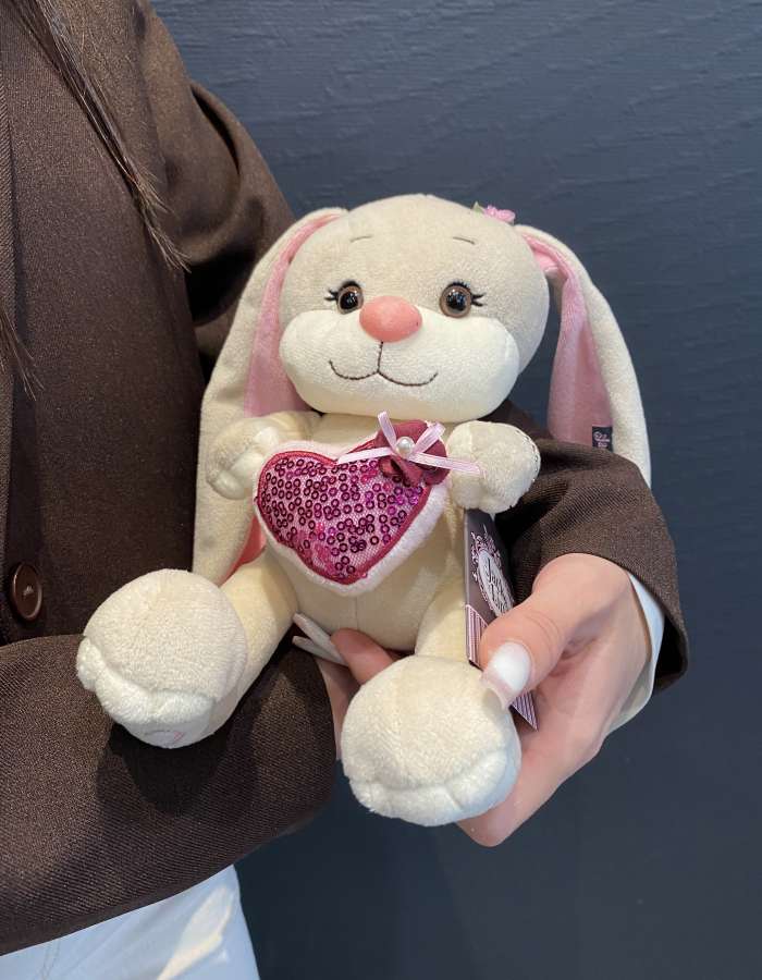 Мягкая Игрушка Jack&Lin, Зайка с Розовым Сердцем, 20 см