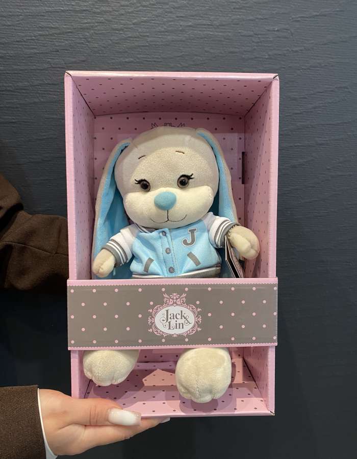 Мягкая Игрушка Jack&Lin, Зайчик Жак В Голубом Бомбере, 20 см, В Коробке