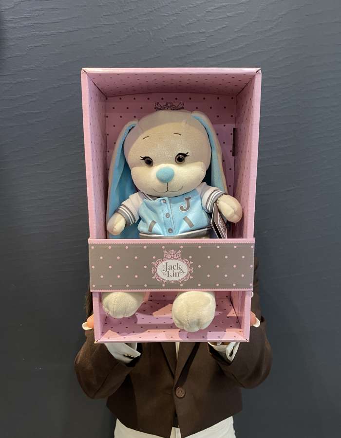 Мягкая Игрушка Jack&Lin, Зайчик Жак В Голубом Бомбере, 20 см, В Коробке