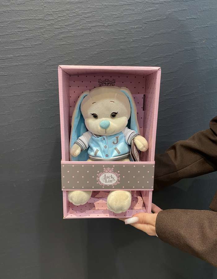 Мягкая Игрушка Jack&Lin, Зайчик Жак В Голубом Бомбере, 20 см, В Коробке