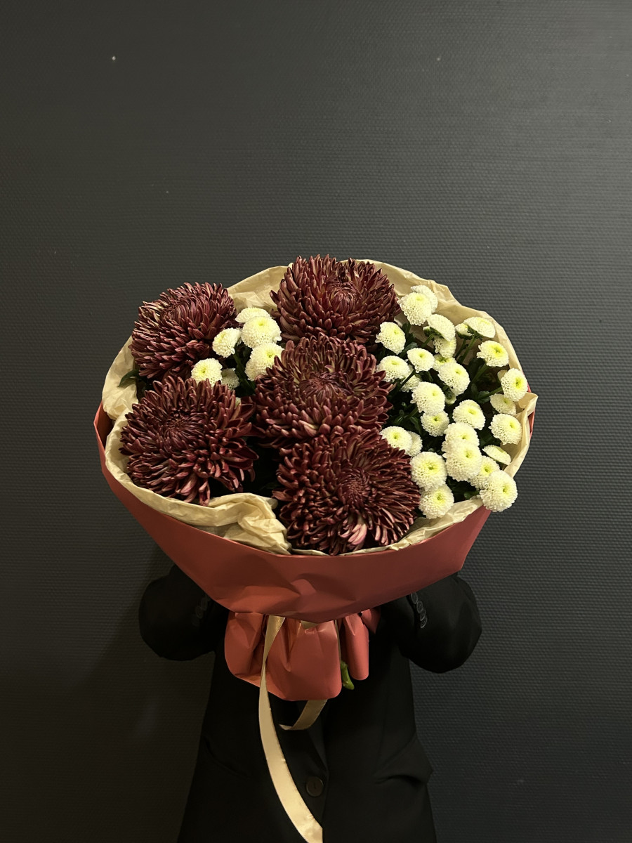 Букет из хризантем сорта Бигуди(Bigoudi) "Вега"