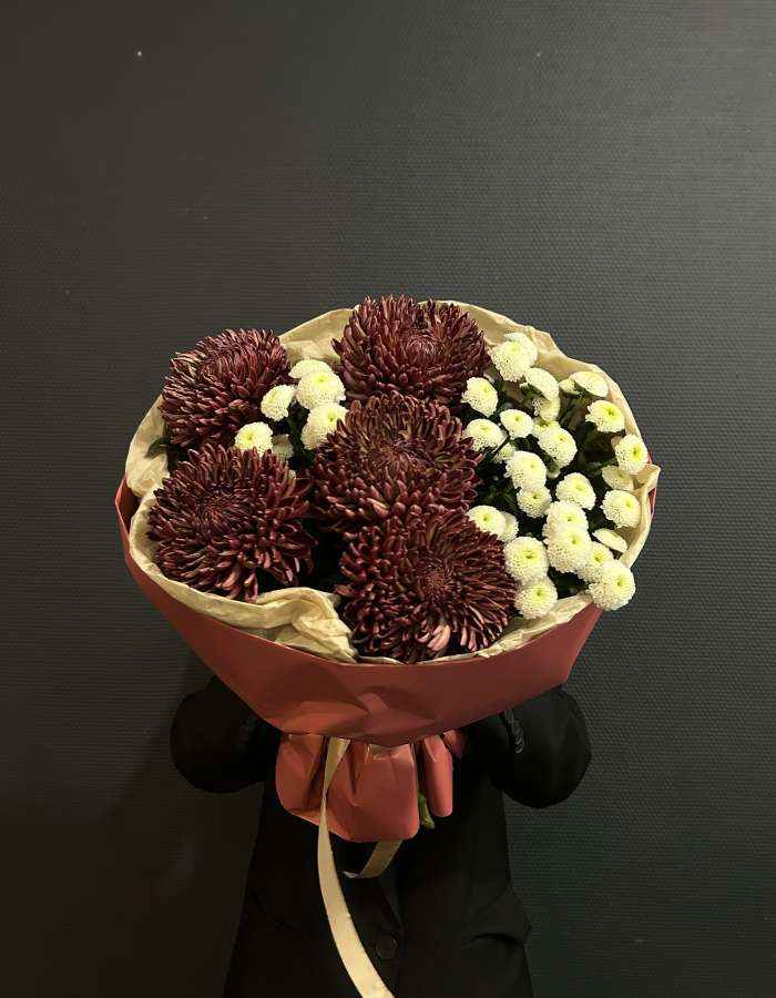 Букет из хризантем сорта Бигуди(Bigoudi) "Вега"