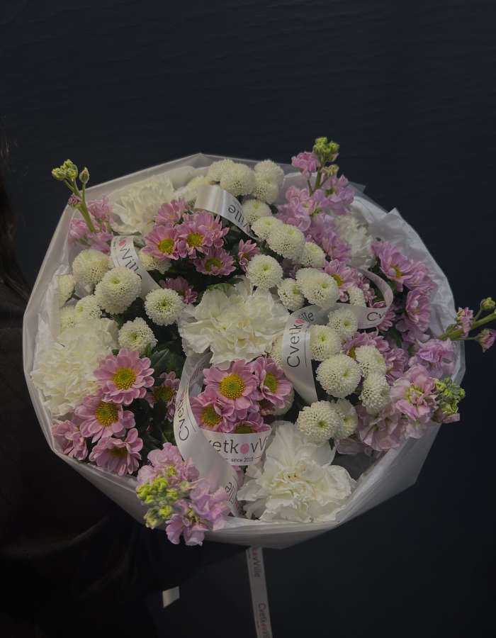 Букет из хризантем сорта Сантини "Нежность для мамули"