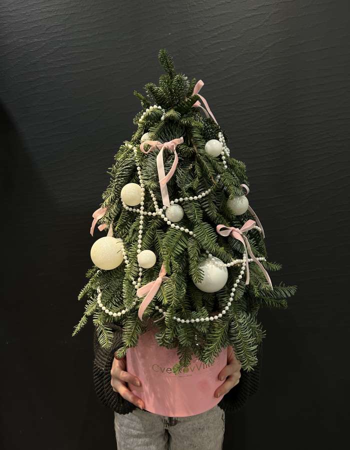 Новогодняя композиция из Нобилиса "Розовые веточки"