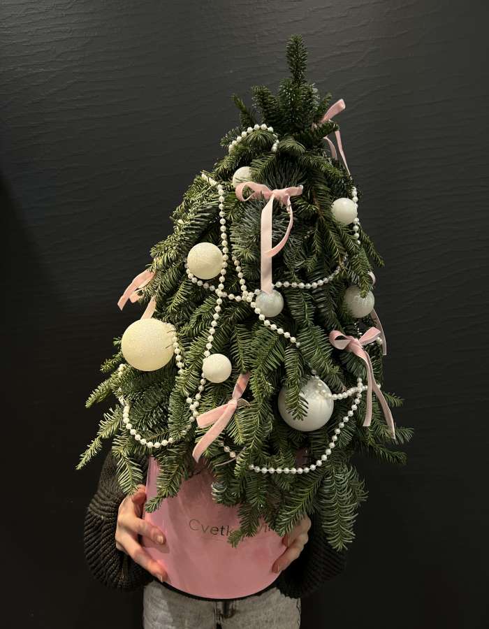 Новогодняя композиция из Нобилиса "Розовые веточки"