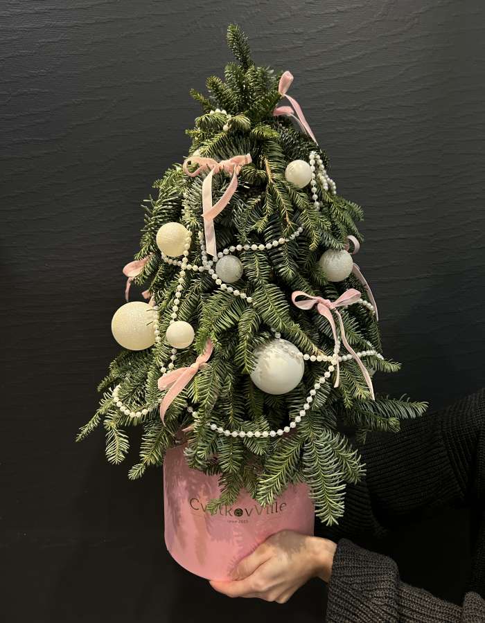 Новогодняя композиция из Нобилиса "Розовые веточки"