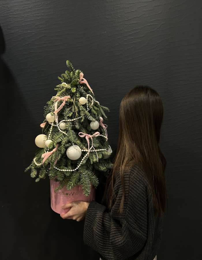 Новогодняя композиция из Нобилиса "Розовые веточки"