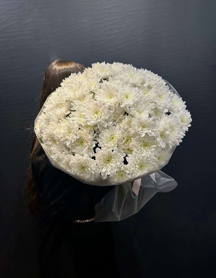 Букет из хризантем сорта Балтика(Baltica) "Белоснежная Игра"