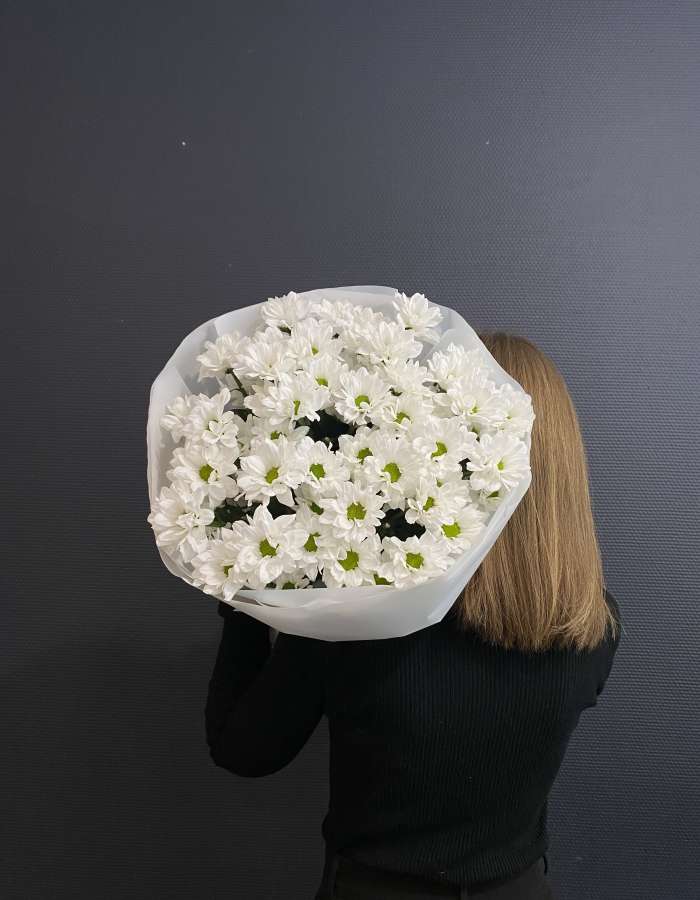 Букет из белых хризантем сорта Чик(Chic) "Новый Рассвет"