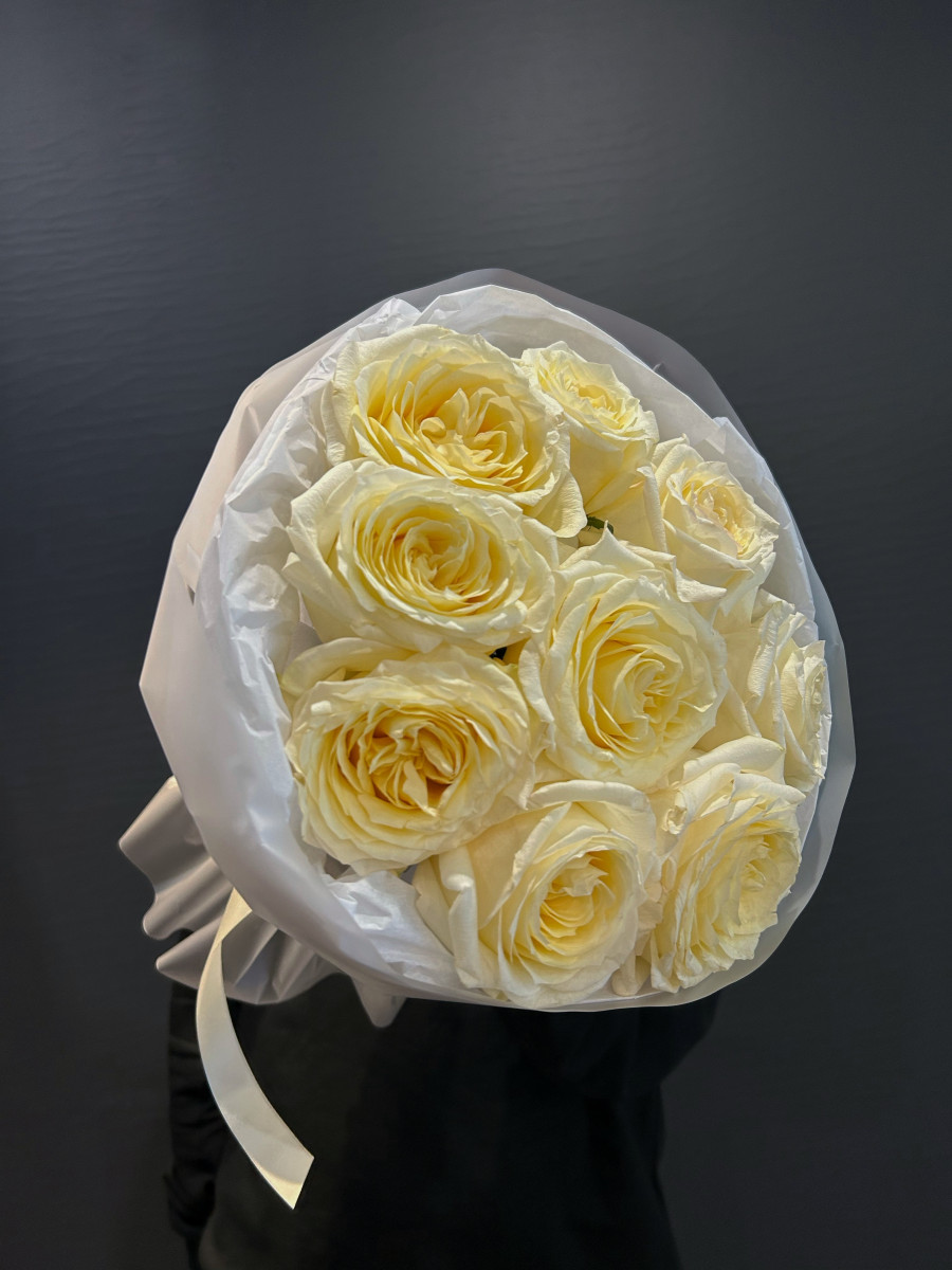 Букет из роз сорта Кэндллайт(Candlelight) "Сливочный щербет"