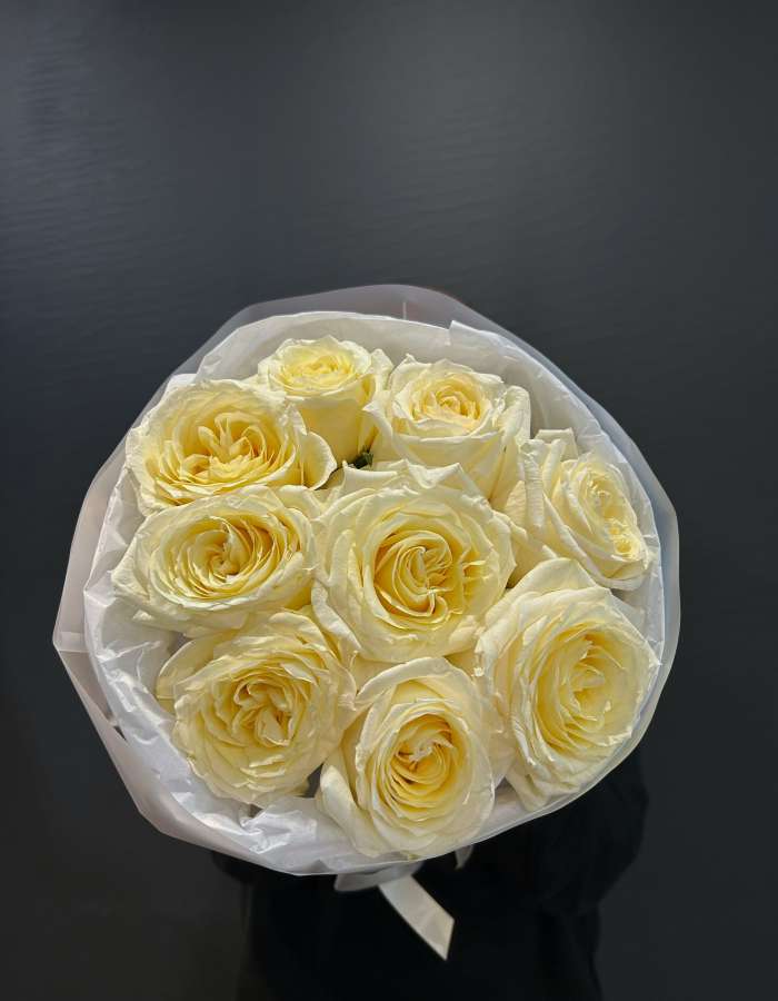 Букет из роз сорта Кэндллайт(Candlelight) "Сливочный щербет"