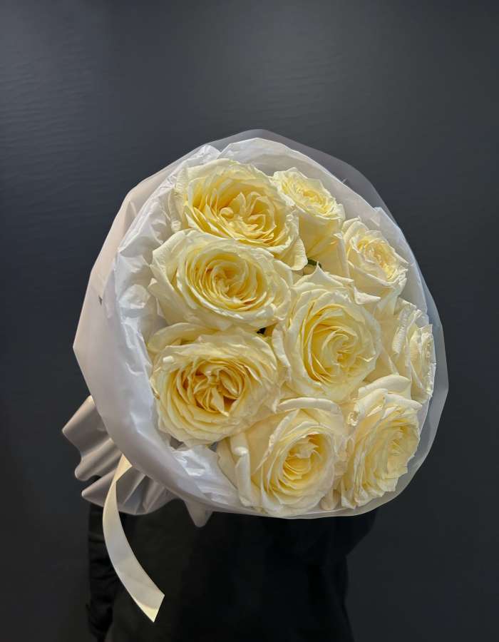 Букет из роз сорта Кэндллайт(Candlelight) "Сливочный щербет"