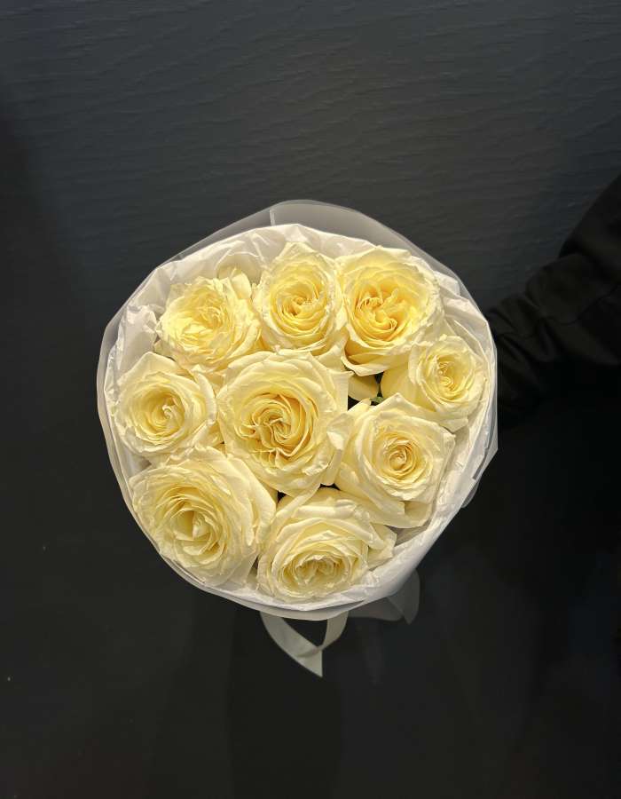 Букет из роз сорта Кэндллайт(Candlelight) "Сливочный щербет"