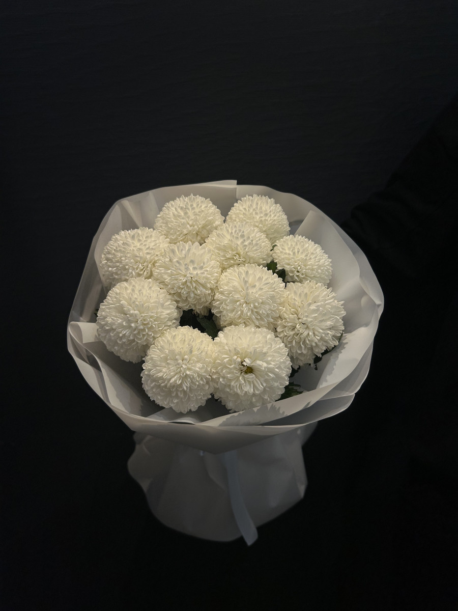 Букет из белых хризантем сорта Момоко "Нежные чувства"