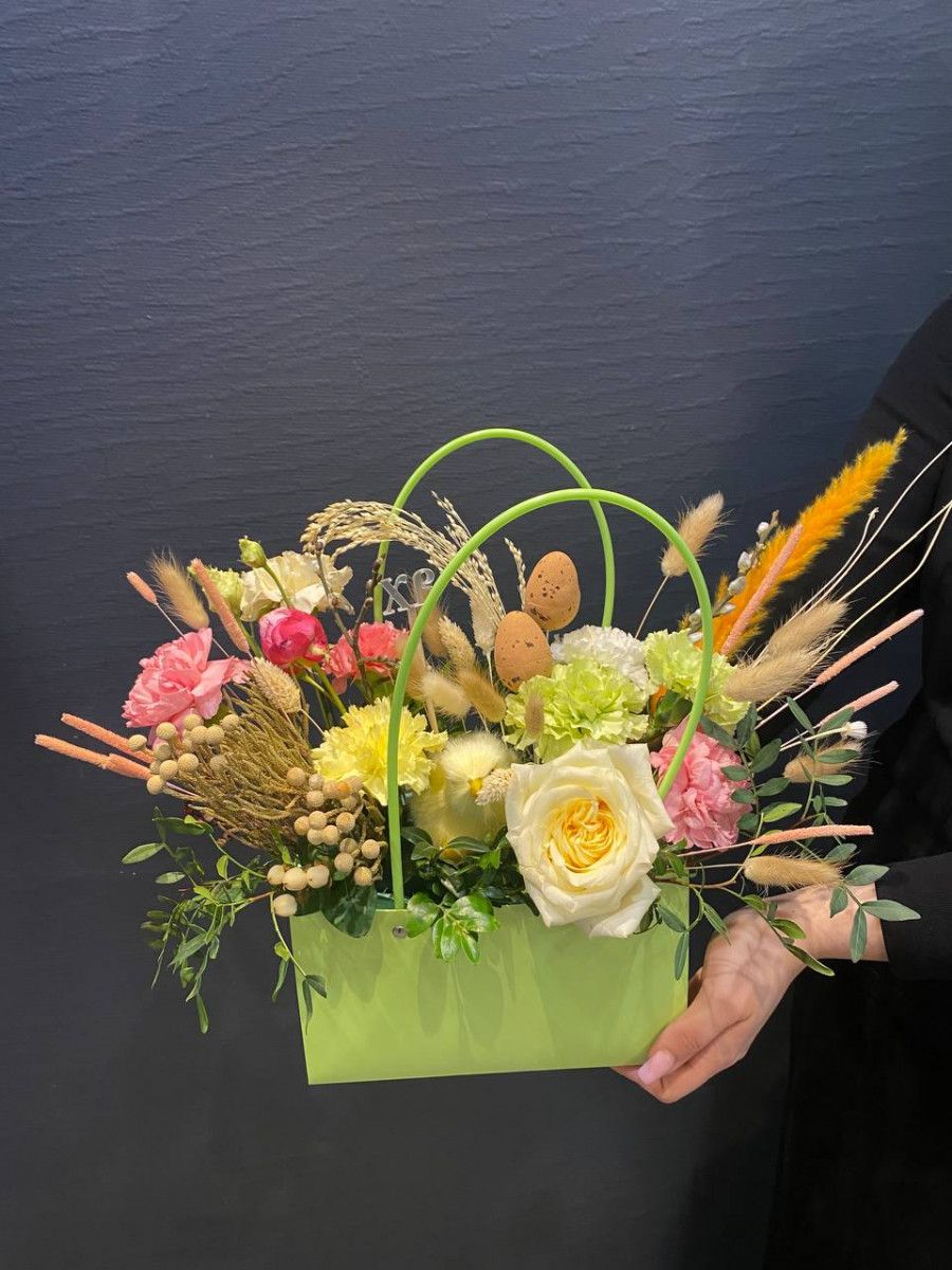 Пасхальная композиция в сумочке "Счастливой Пасхи!"