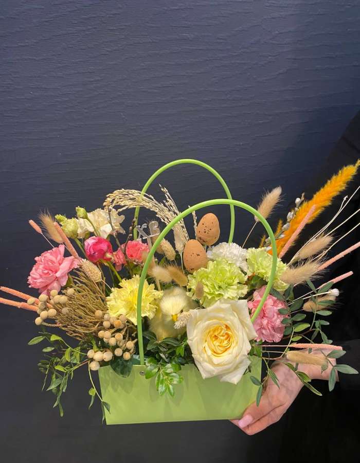 Пасхальная композиция в сумочке "Счастливой Пасхи!"